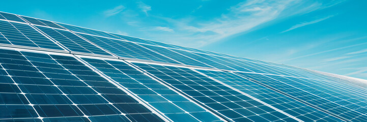 Close-up shot of solar panels on roof of contemporary house. Clean energy solution for sustainable living. Renewable power generation. Green energy technology.