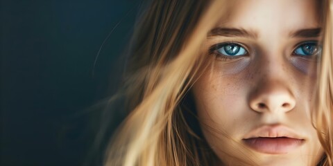 Naklejka premium Closeup portrait of teenage girl showing intense mood swings of bipolar disorder. Concept Portrait Photography, Teenage Girl, Mood Swings, Bipolar Disorder, Intense Emotions