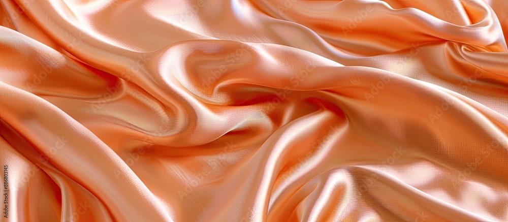 Poster luxe peach satin silk fabric with elegant wavy texture, perfect as an abstract background. features 