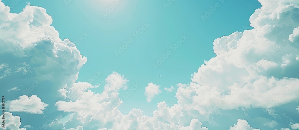 Aufkleber Clouds on a blue sky background create a serene nature scene in this copy space image.