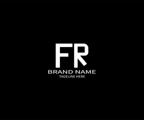 FR letter logo creative design. FR unique design. FR letter logo design on black background.