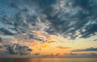 Bright dramatic sunset over the sea