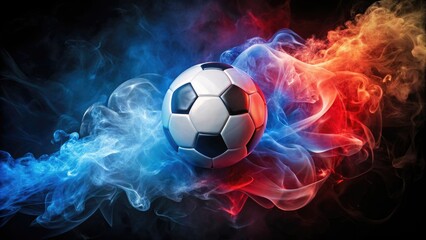 Fototapeta premium soccer ball with colored smoke