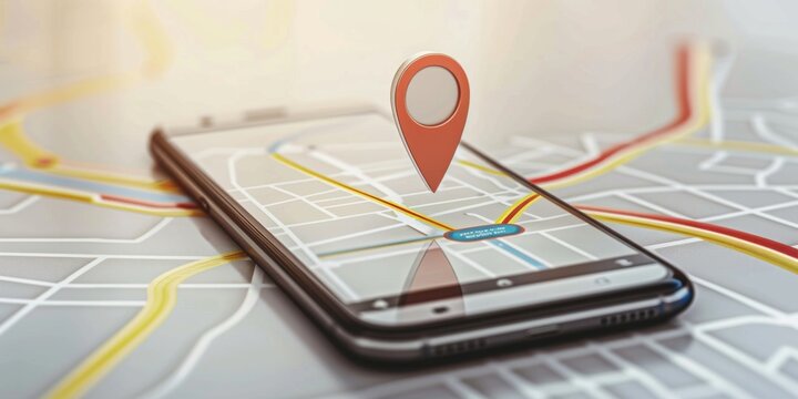 Modern Smartphone Navigation Concept on Digital Map with Real-Time GPS Tracking