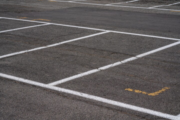 white lines for parking your car in the city, the parking of vehicles in urban areas on signs with white lines indicates parking spaces without payment. free parking. Traffic Laws.