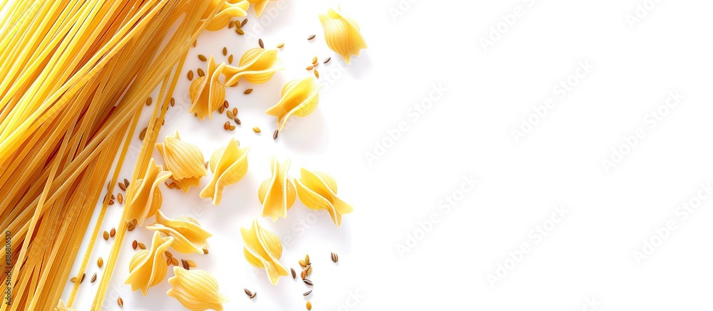 Aufkleber spaghetti pasta on a white background with copy space image.