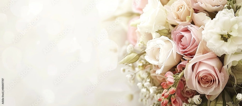 Aufkleber Bridal bouquet displayed against a soft background with space for text, ideal for an online blog header image.