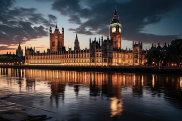 Fototapeta premium HDR Houses of Parliament in London, generative IA