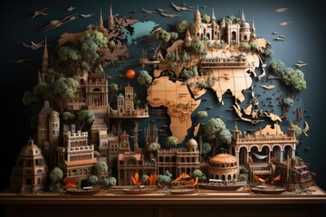 Manhattan horizon at sunset, generative IA