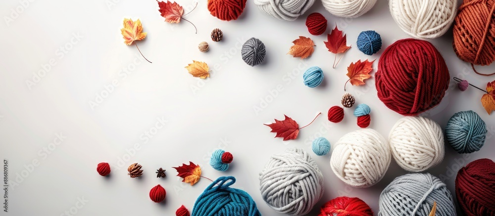 Poster Crafting needlework and knitting with a blank area for adding images or text.