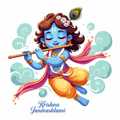 Hand drawn krishna janmashtami illustration