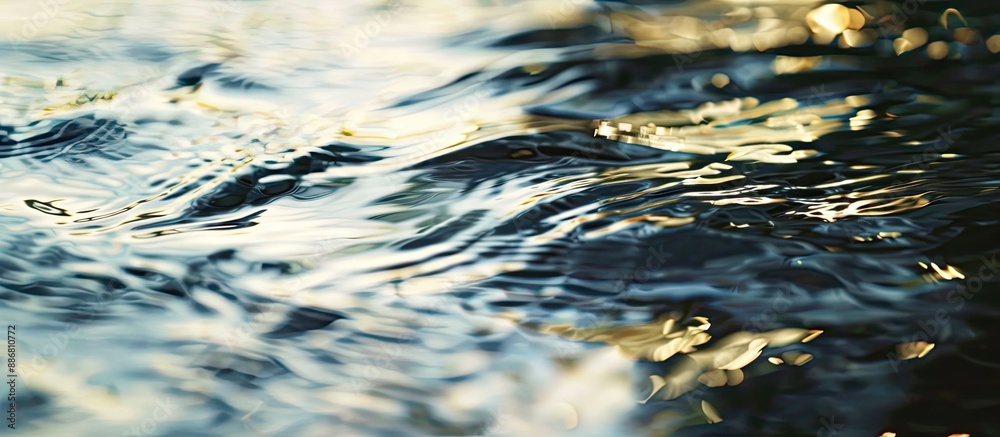 Poster Blurry water surface in an abstract image with turbulent flow resembling a river scenery, suitable as a nature-themed copy space image.
