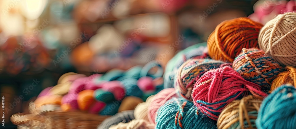 Poster Crafting needlework and knitting with a blank area for adding images or text.