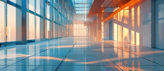Fototapeta premium Interior perspective of multiple buildings with a copy space image.