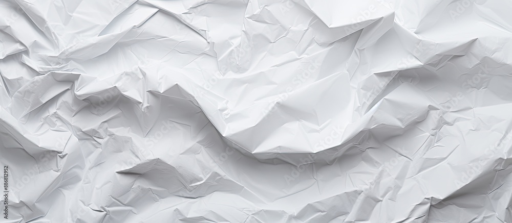 Fototapete crumpled white paper with a textured appearance against a plain background, suitable for placing tex