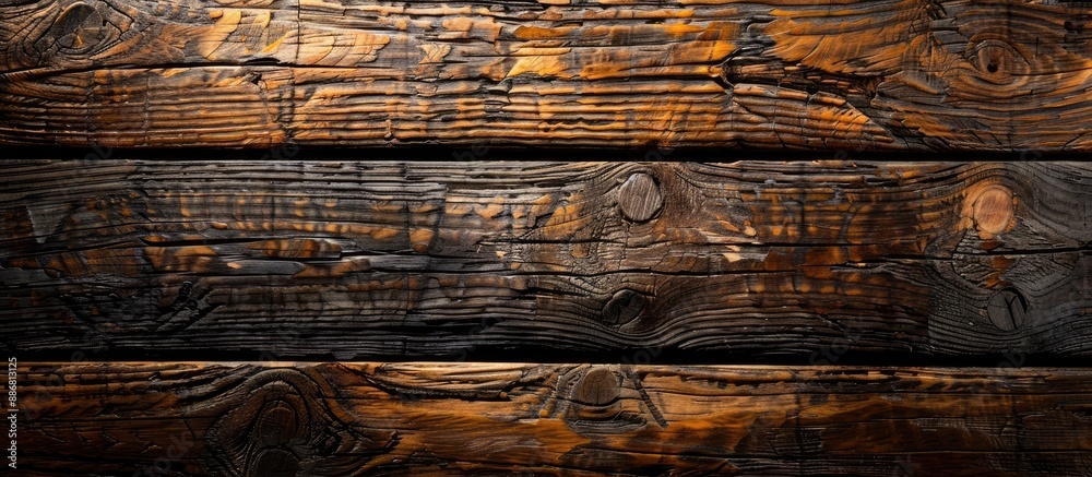 Leinwandbilder Wooden planks with a rustic texture make for a captivating background with copy space image.