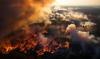 Fototapeta premium Waldbrand - Brand in einem Wand in Mitteleuropa Deutschland