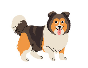 cartoon Dog in motion. Different canine breeds. Active puppies doberman, dalmatian, pomeranian, sheltie, italian greyhound, yorkshire terrier, corgi. Flat vector illustration
