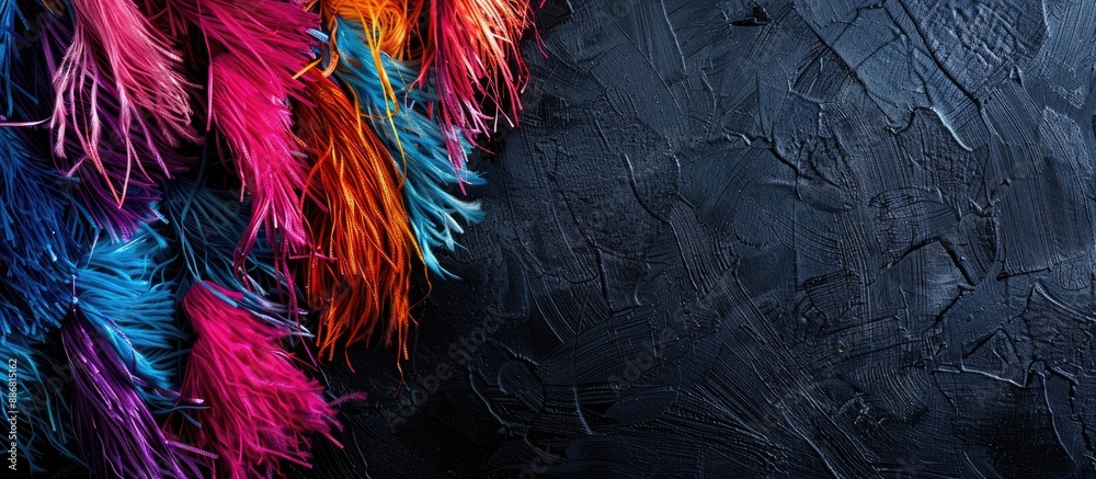 Aufkleber vibrant fringe against a black backdrop with copy space image.