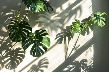Monstera Leaves Creating Shadows on Wall