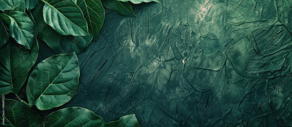 Poster texture of a stunning green leaf background with copy space image.