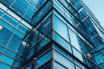 Modern Glass Panels on Office Building Facade 