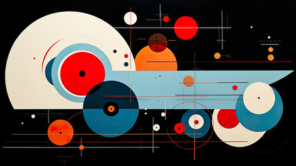 Obraz premium Ellipses - Constructivism Background, Art Deco, Abstract, Shapes Wallpaper, Contemporary