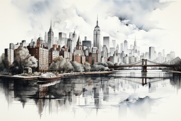 Obraz premium New York City Midlown Skyline Beautiful city landscape in the USA, generative IA