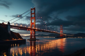 Obraz premium New York Manhattan Midtown at dusk with Brooklyn Bridge. USA., generative IA