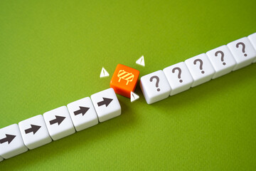 An obstacle blocking the path. Concerns and issues. Face problems and challenges. Delays and...