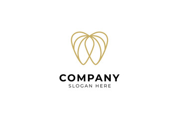 Dental logo with gold luxury line art design style