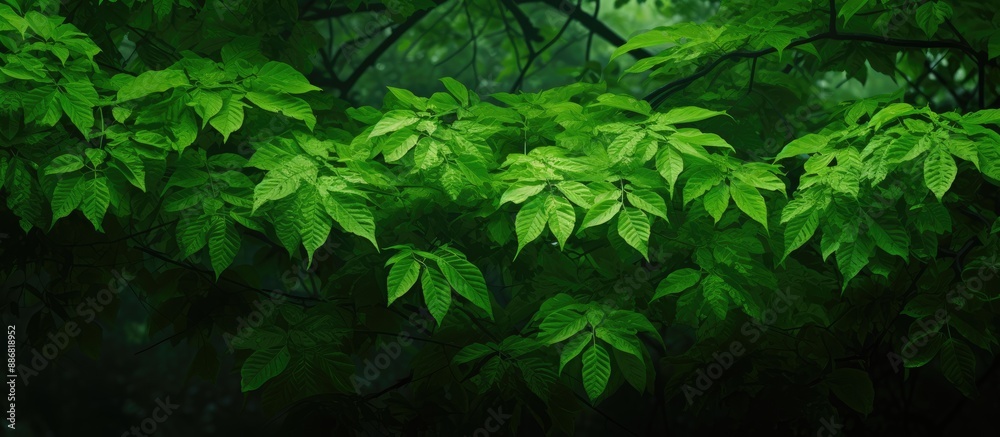 Poster lush green foliage setting with copy space image.