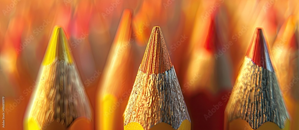Aufkleber Image showing shallow depth of field for a background of pencils, with focus on the front pencil, ideal for copy space.