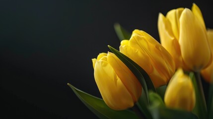 Naklejka premium Close up yellow tulips with space for text