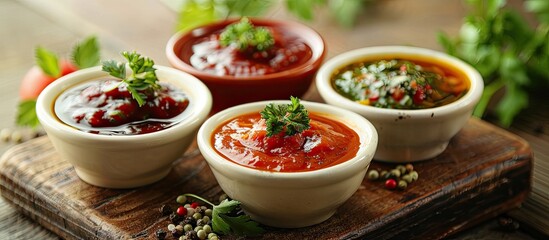 Sauce or seasoning used to enhance flavor, often added to dishes during or after cooking.