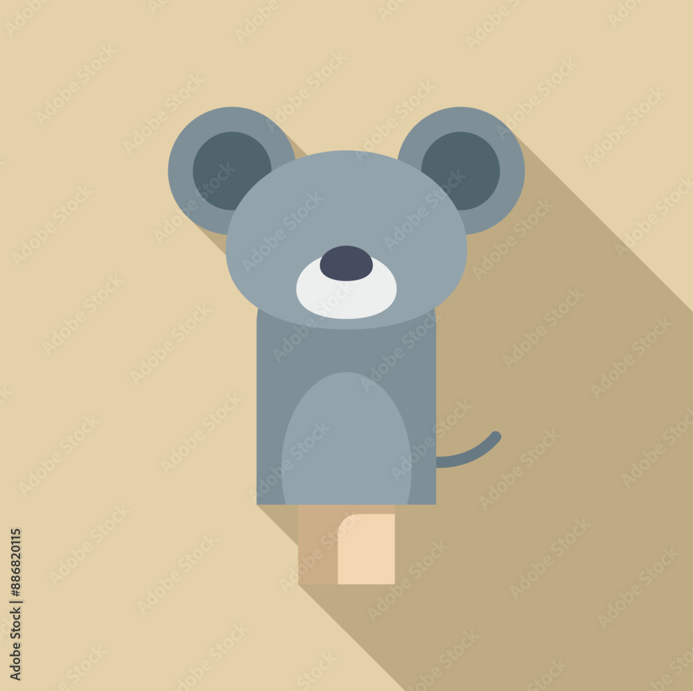 Wall mural cute grey mouse puppet is waiting to be played with for a fun puppet show