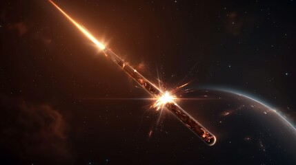 Cosmic phenomena of a gamma-ray burst erupting from a distant galaxy, with intense radiation and energy emissions. Illustration, Image, , Minimalism,