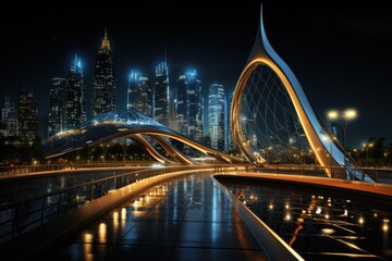 Obraz premium Bridge was in S�o Paulo through the Pinheiros., generative IA