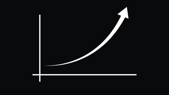 Business grow-ting arrow. Rising bar follow the arrow. Abstract neon arrow growth , success concept. Profit growing icon animation.