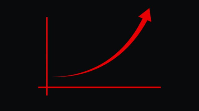 Business grow-ting arrow. Rising bar follow the arrow. Abstract neon arrow growth , success concept. Profit growing icon animation.