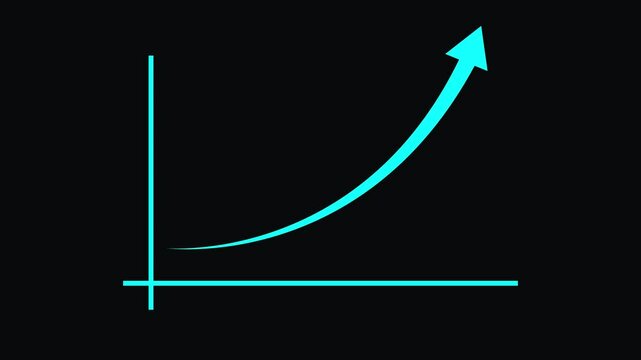 Business grow-ting arrow. Rising bar follow the arrow. Abstract neon arrow growth , success concept. Profit growing icon animation.