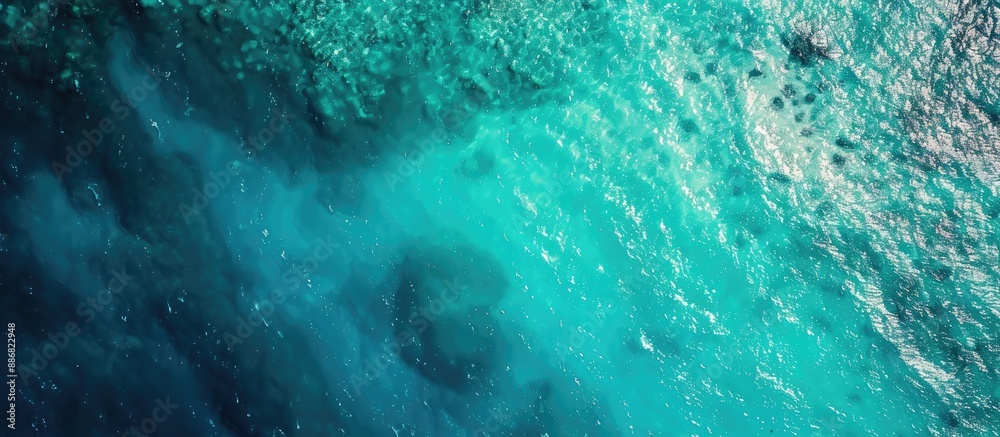 Aufkleber aerial perspective of a serene blue ocean with paper on the surface, providing a clean copy space im