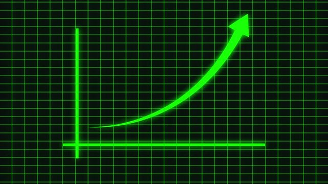 Business grow-ting arrow. Rising bar follow the arrow. Abstract neon arrow growth , success concept. Profit growing icon animation.