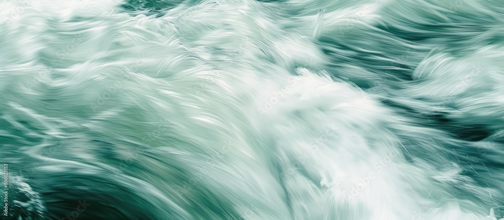 Poster Blurry water surface in an abstract image with turbulent flow resembling a river scenery, suitable as a nature-themed copy space image.