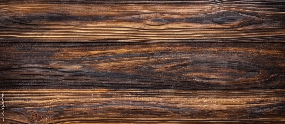 Poster Wooden texture in dark brown with stripes, suitable as a pattern for the furniture industry. Ideal for displaying in a copy space image.
