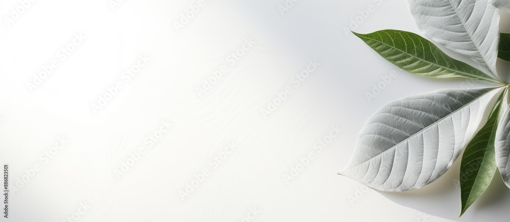 Leinwandbilder white textured background featuring an organic leaf's shadow overlay effect is perfect for enhancing
