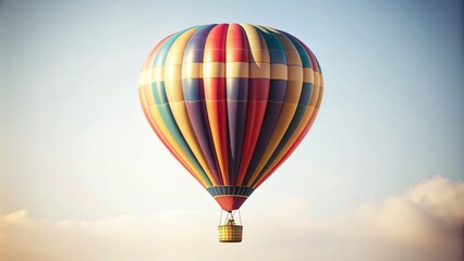 Obraz premium Colorful Hot Air Balloon Ascending Through the Clouds, Digital Art, Hot Air Balloon, Balloon, Sky, Clouds
