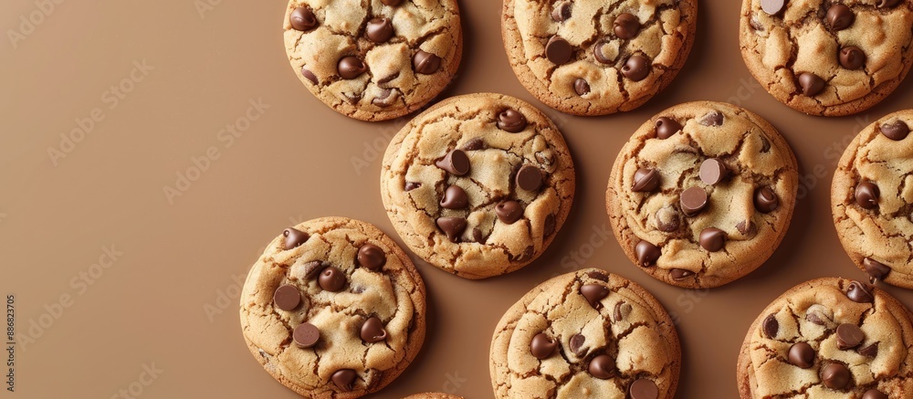 Aufkleber Tray of delicious chocolate chip cookies with a blank space for adding an image.