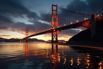 Obraz premium Golden Gate Bridge San Francisco da Presidio California, generative IA