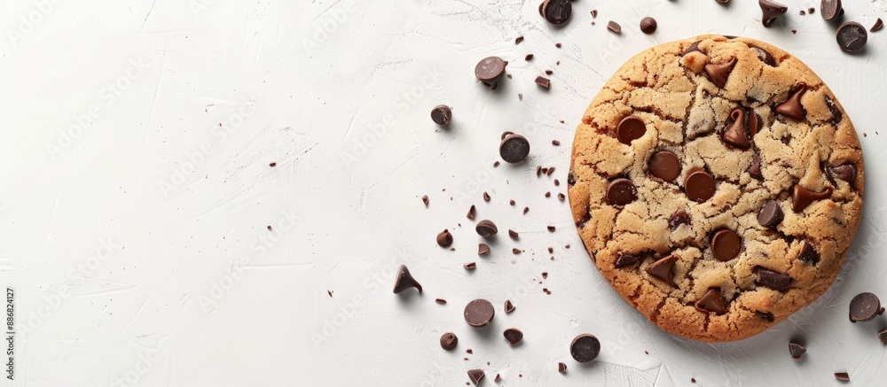 Aufkleber cookie with chocolate chips on a white background with copy space image.